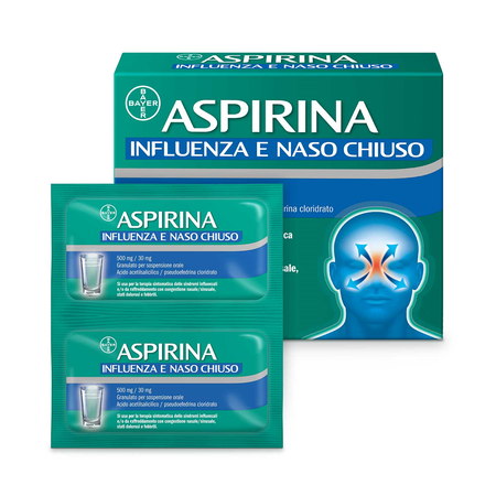 ASPIRINA INFLUENZA E NASO CHIUSO*orale 10 bust 500 mg + 30 mg image not present