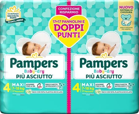 PAMPERS BABY DRY PANNOLINO DUO DOWNCOUNT MAXI 34 PEZZI image not present