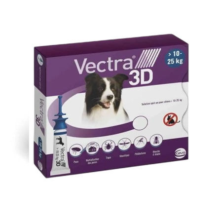VECTRA 3D*spot-on soluz 3 pipette 3,6 ml 196 mg + 17,4 mg + 1.429 mg cani da 10 a 25 Kg, tappo applicatore blu image not present